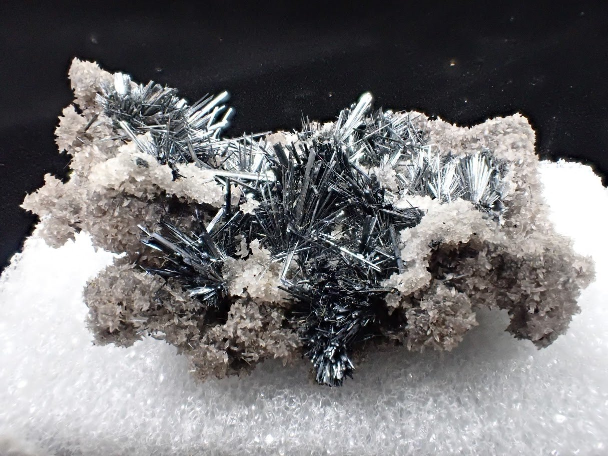 Stibnite with Calcite on Matrix – Romania - Legacy Crystals and Minerals