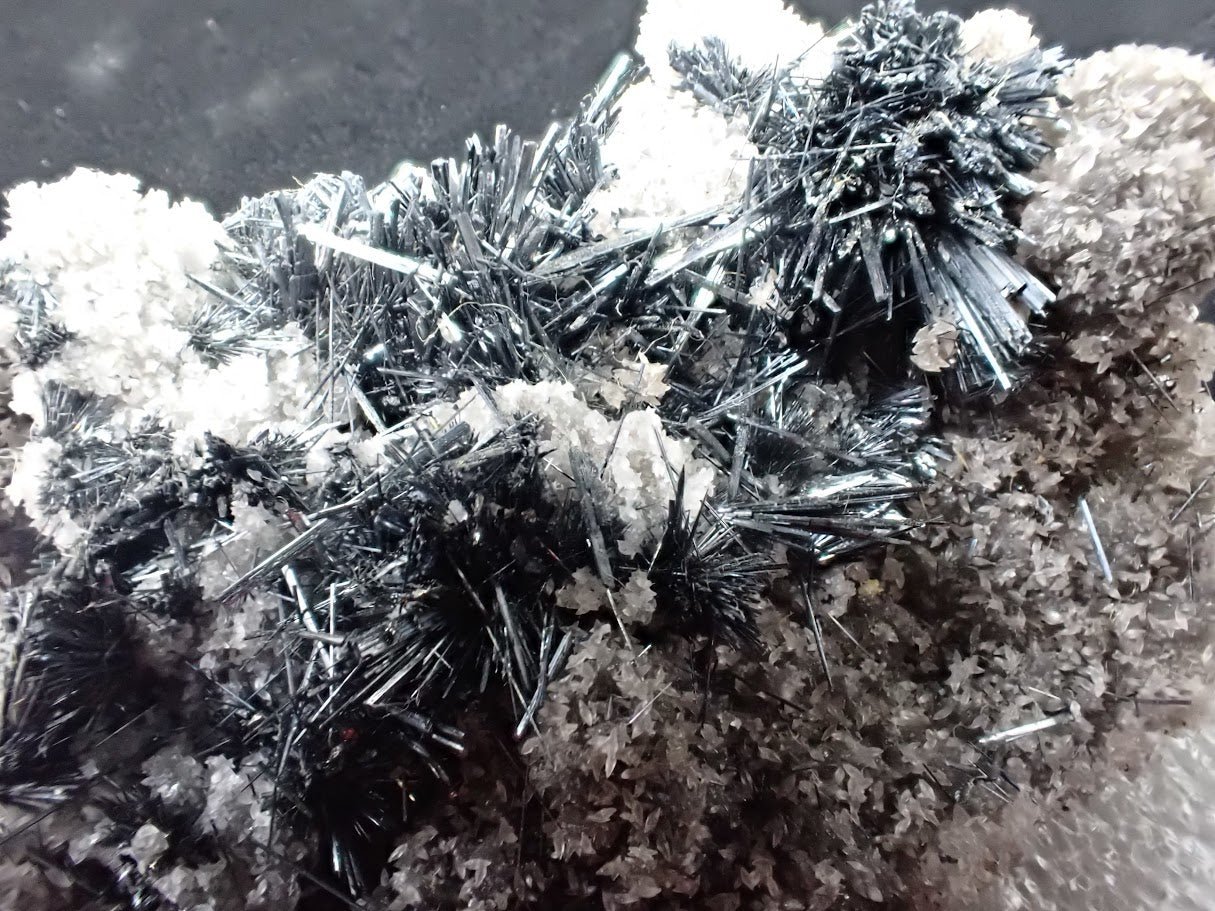 Stibnite with Calcite on Matrix – Romania - Legacy Crystals and Minerals
