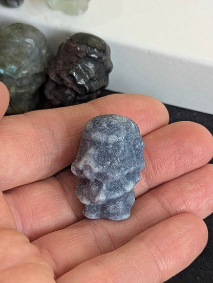 Front view of a pale Yellow Jade Storm Trooper carved from natural stone