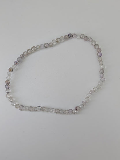 Natural Super Seven bracelet with clear quartz and amethyst tones