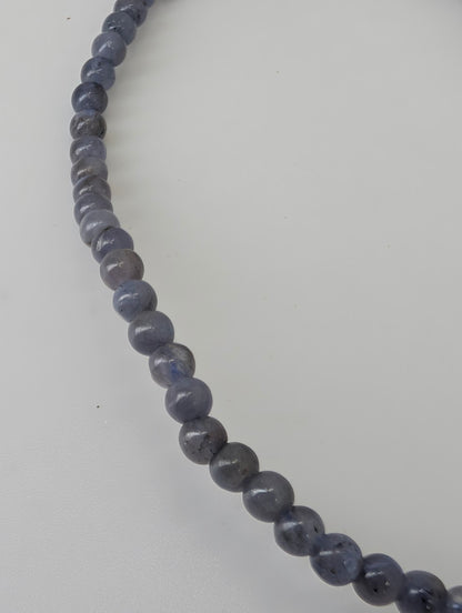 Premium polished tanzanite bracelet with 3mm round beads and vivid color