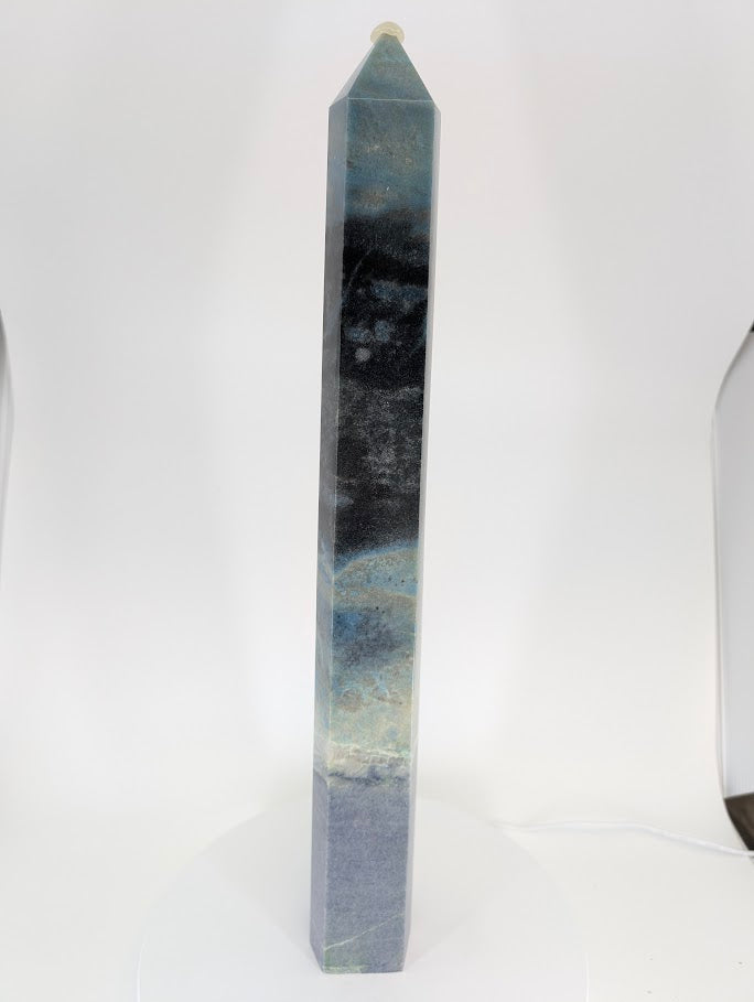 Alternate side of Trollite tower TR-02 showing natural mica shimmer and reflective finish