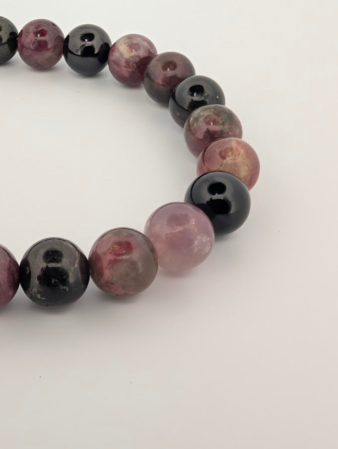 Polished 8MM Watermelon Tourmaline bracelet with multicolor beads