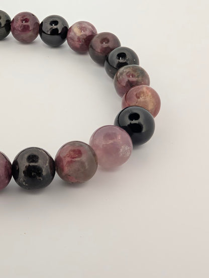 Polished 8MM Watermelon Tourmaline bracelet with multicolor beads