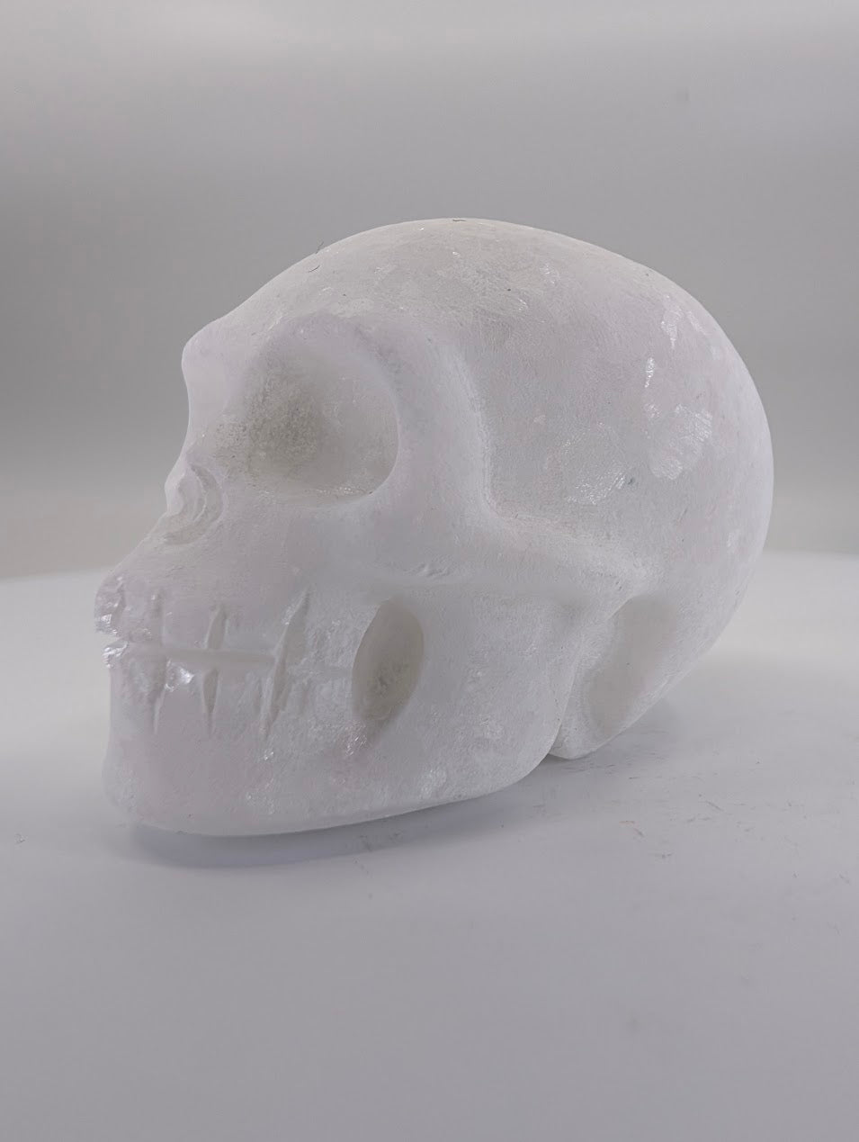 White Jade crystal skull carving – 41mm hand-carved natural stone