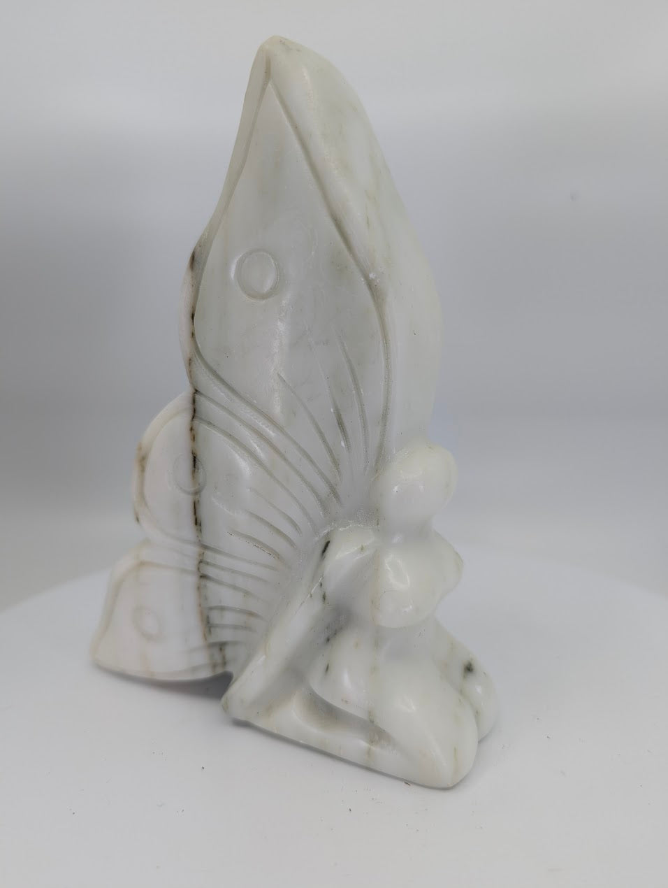 White Jade Fairy Goddess carving with soft white polish
