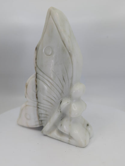 White Jade Fairy Goddess carving with soft white polish