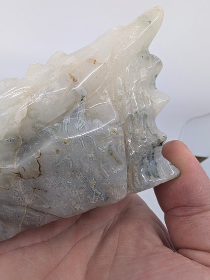 Handheld view showing size and natural jasper patterning