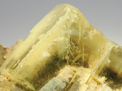 High clarity detail of Beijing yellow fluorite showing internal structure and gemmy quality.