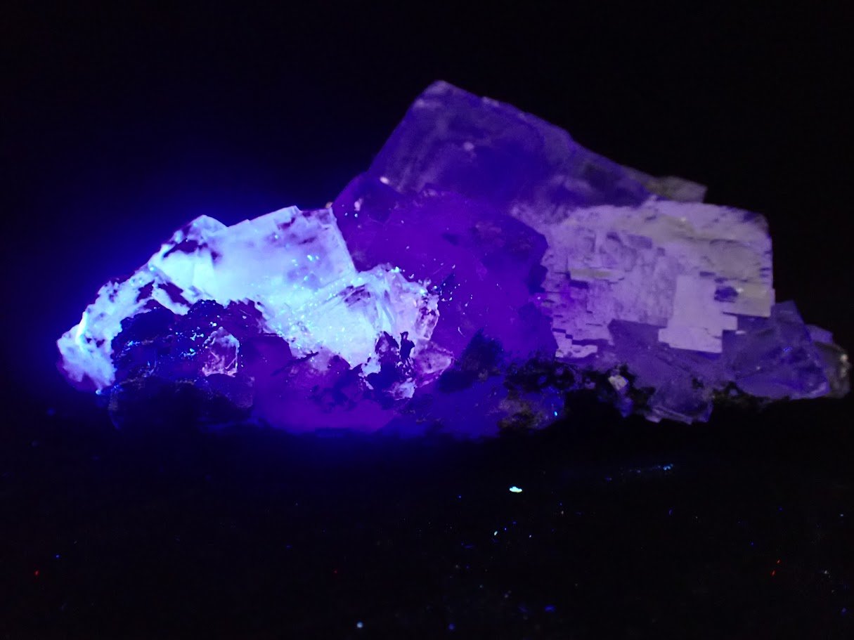 YGX Fluorite with Pyrite – Rare Transparent Fluorite Cluster with UV Glow (198g) - Legacy Crystals and Minerals