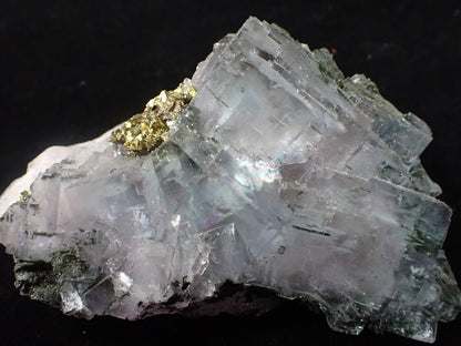 YGX Fluorite with Pyrite – Rare Transparent Fluorite Cluster with UV Glow (198g) - Legacy Crystals and Minerals