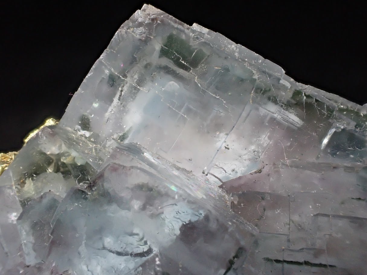YGX Fluorite with Pyrite – Rare Transparent Fluorite Cluster with UV Glow (198g) - Legacy Crystals and Minerals