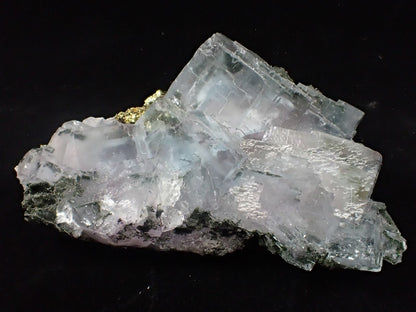 YGX Fluorite with Pyrite – Rare Transparent Fluorite Cluster with UV Glow (198g) - Legacy Crystals and Minerals