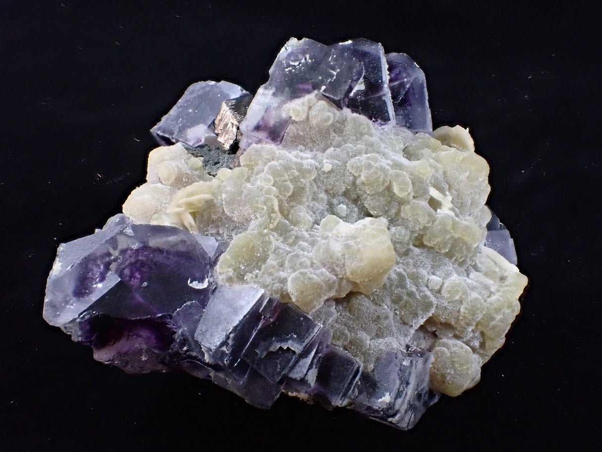 Yindu Fluorite with Barite, Chalcedony and Pyrite – Inner Mongolia, China - Legacy Crystals and Minerals