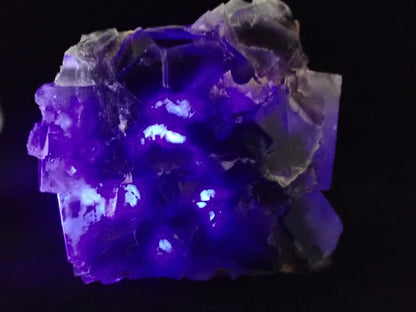 Yindu Fluorite with Deep Purple Zoning and UV Fluorescence – Yindu Mine, Inner Mongolia, China - Legacy Crystals and Minerals