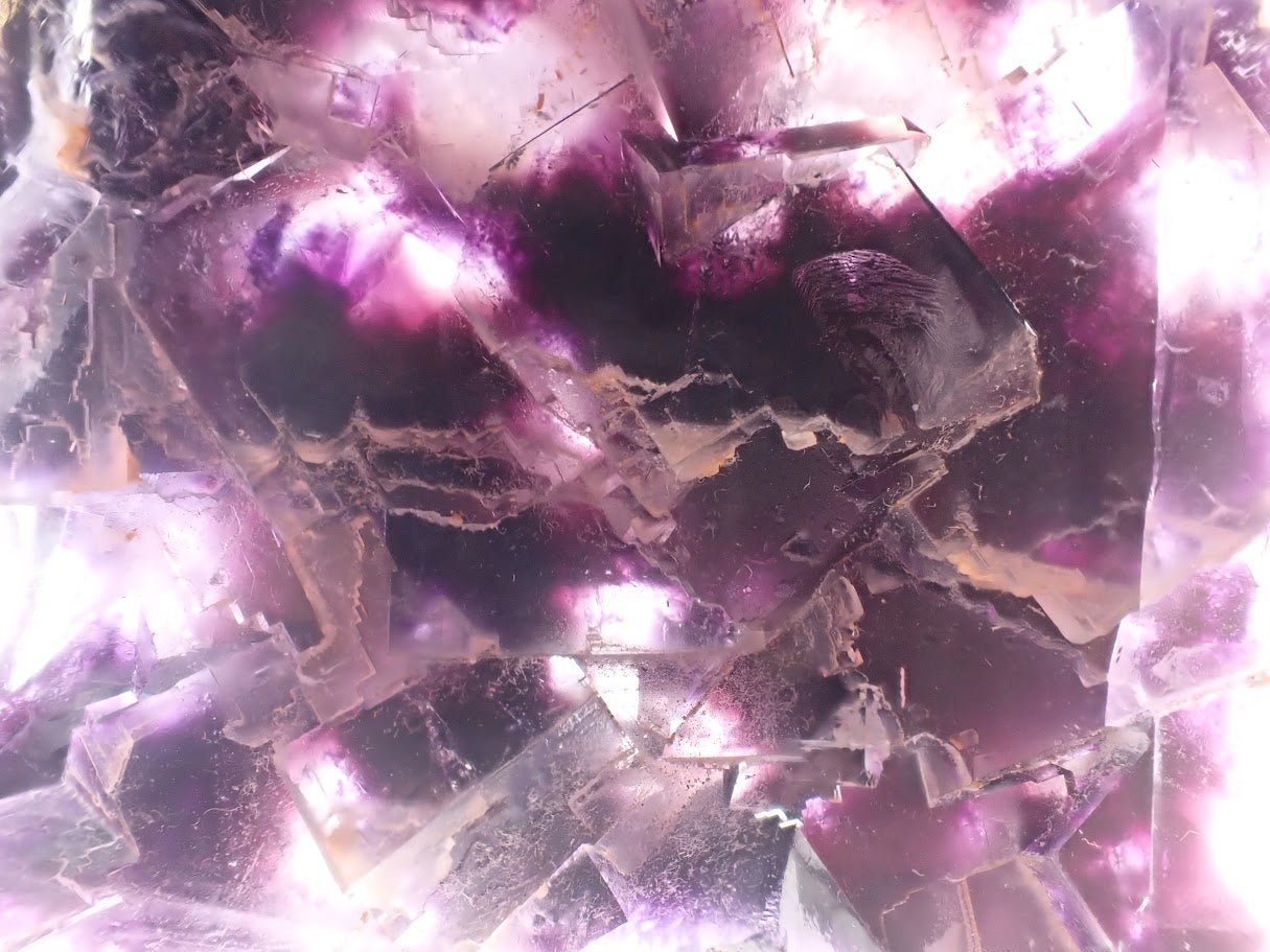 Yindu Fluorite with Deep Purple Zoning and UV Fluorescence – Yindu Mine, Inner Mongolia, China - Legacy Crystals and Minerals