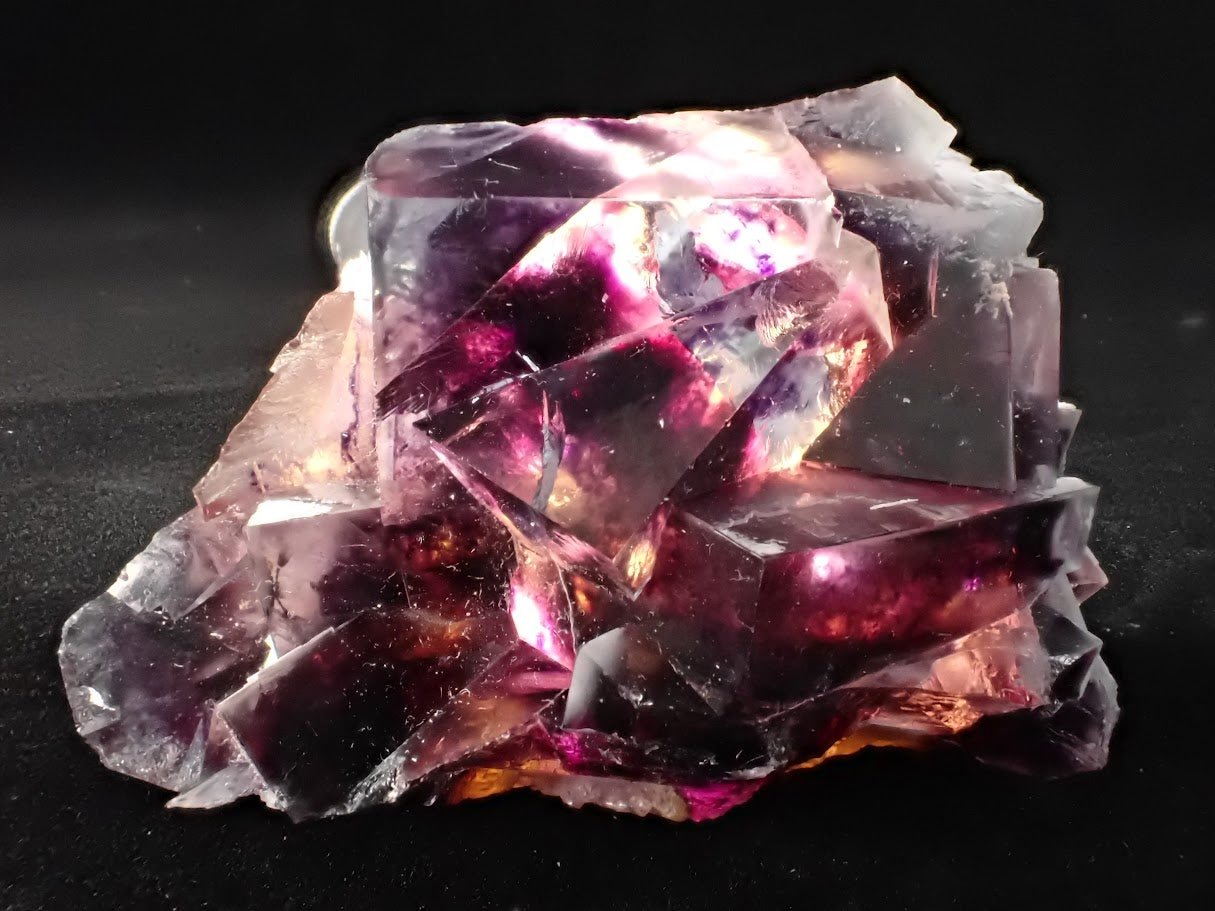 Yindu Fluorite with Deep Violet Cubes and UV Fluorescence – Yindu Mine, Inner Mongolia, China - Legacy Crystals and Minerals