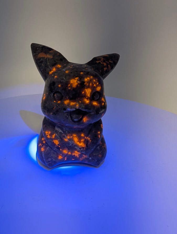 Yooperlite Pokémon‑Inspired Carvings — UV Fluorescent Crystal Figures (2.25–2.75 in, 110–295 g) - Legacy Crystals and Minerals