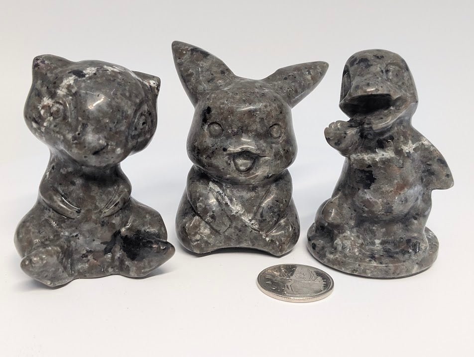Yooperlite Pokémon‑Inspired Carvings — UV Fluorescent Crystal Figures (2.25–2.75 in, 110–295 g) - Legacy Crystals and Minerals