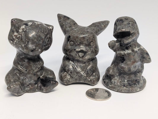 Yooperlite Pokémon‑Inspired Carvings — UV Fluorescent Crystal Figures (2.25–2.75 in, 110–295 g) - Legacy Crystals and Minerals