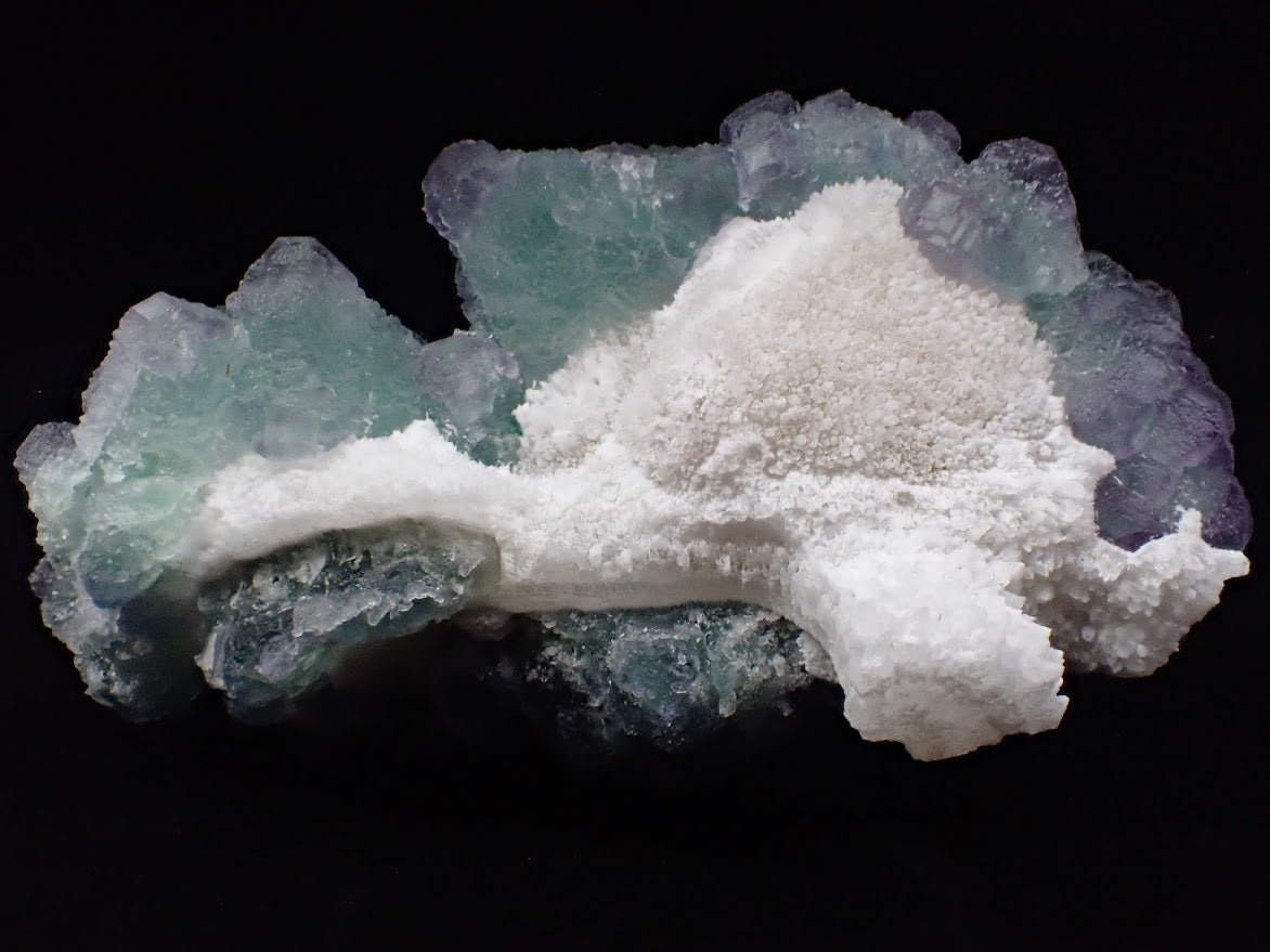 Zhejiang Green - Purple Fluorite with Calcite – Multi - Generation Octahedral Growth - Legacy Crystals and Minerals
